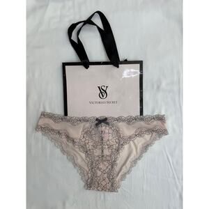 NWT Victoria’s Secret Vintage Dream Angel Lace Satin Sheer Cheekini Panty Tan XS